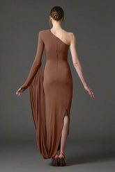 2025 New Sexy Off-shoulder Long Skirt High-end Women's Slim Single-sleeved Dress Celebrate Evening Party Outfit Wholesale